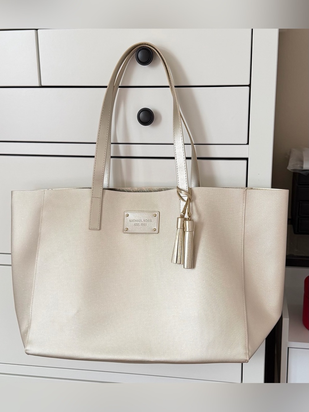 NWOT Michael Kors Metallic Gold Tote Bag with Tassels